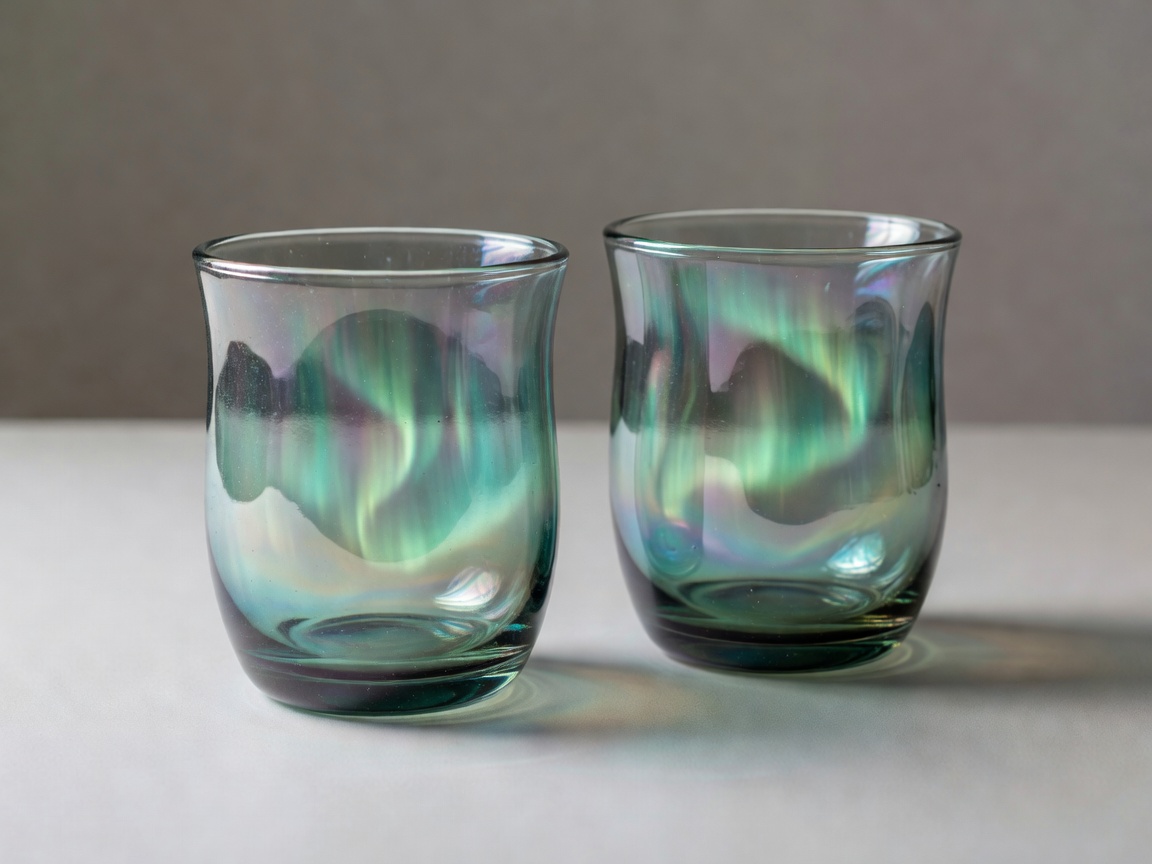 Set of two mouth-blown tumblers with organic uneven forms