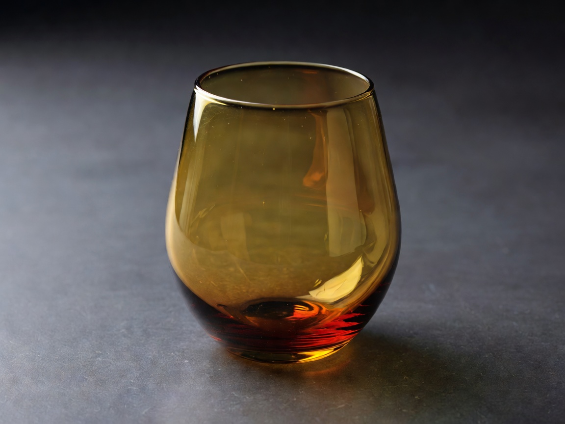 Mouth-blown wine glass with amber tint